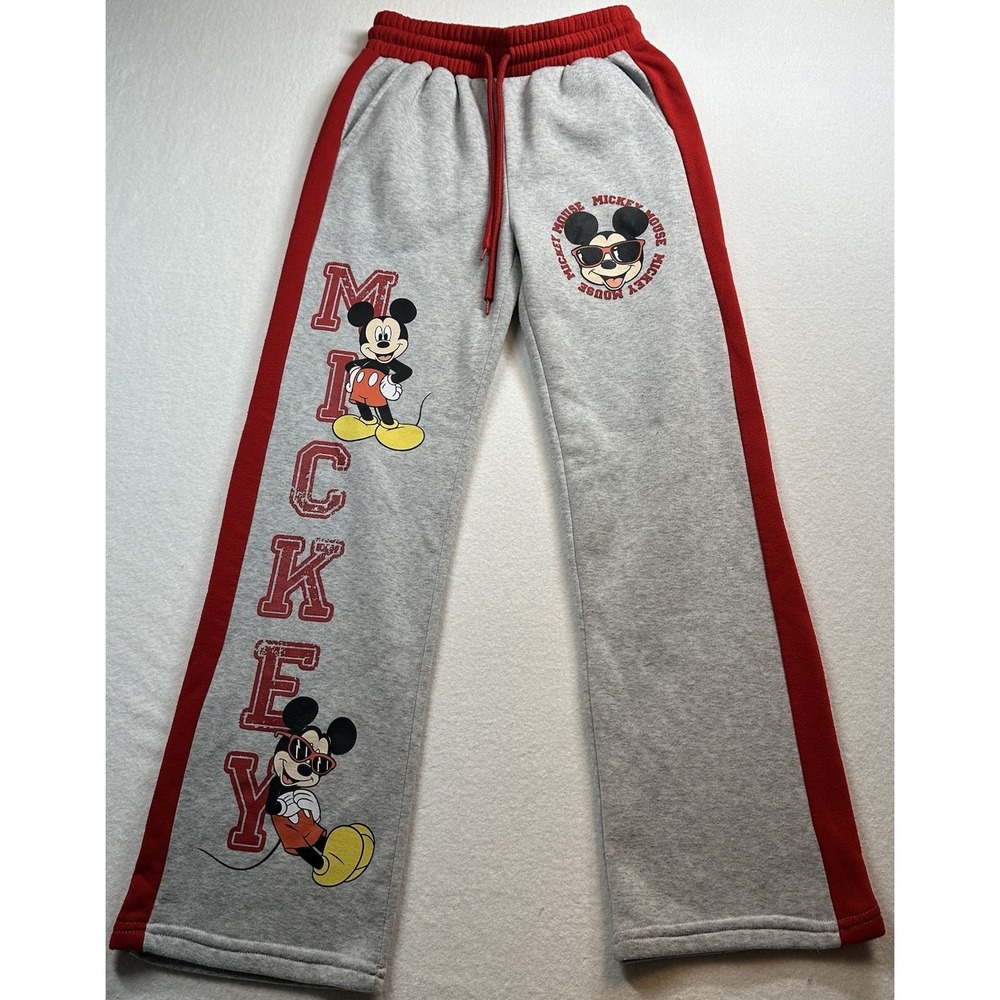 Disney Mickey Mouse Jogger Sweatpants Women Small Gray Lounge Casual